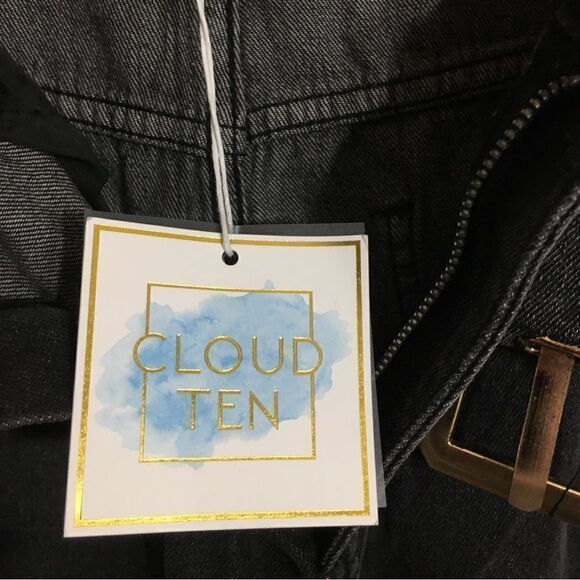 Cloud Ten NWT Black Denim Belted Wide Jeans Size Large - Picture 9 of 12